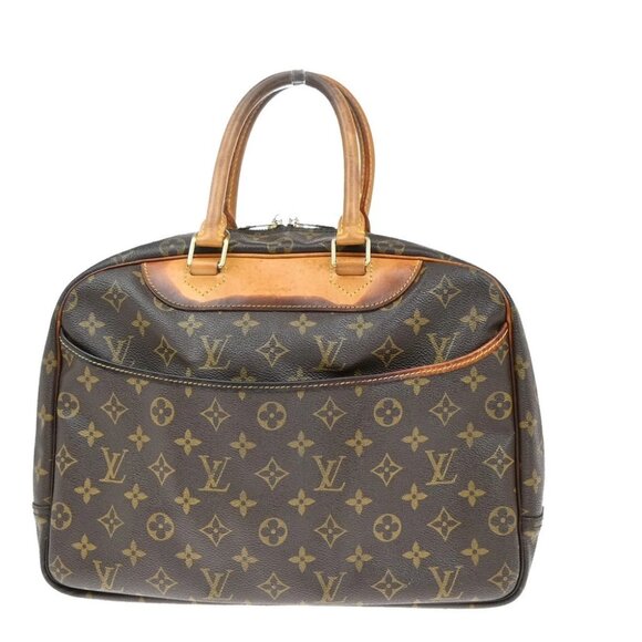LOUIS VUITTON LV Logo Deauville Hand Bag Monogram Leather Brown - Picture 1 of 15